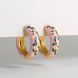 Vintage Enamel Flower Small Hoop Earrings Trendy Geometric Statement Round Circle Huggie Earring Fashion Jewelry Brincos