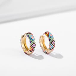 Vintage Enamel Flower Small Hoop Earrings Trendy Geometric Statement Round Circle Huggie Earring Fashion Jewelry Brincos