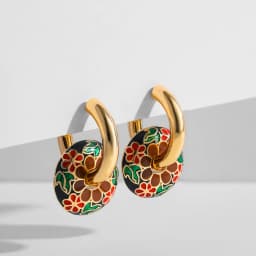 Vintage Enamel Flower Small Hoop Earrings Trendy Geometric Statement Round Circle Huggie Earring Fashion Jewelry Brincos