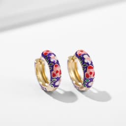 Vintage Enamel Flower Small Hoop Earrings Trendy Geometric Statement Round Circle Huggie Earring Fashion Jewelry Brincos