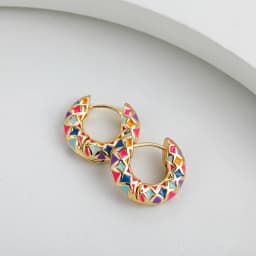 Vintage Enamel Flower Small Hoop Earrings Trendy Geometric Statement Round Circle Huggie Earring Fashion Jewelry Brincos