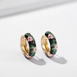 Vintage Enamel Flower Small Hoop Earrings Trendy Geometric Statement Round Circle Huggie Earring Fashion Jewelry Brincos