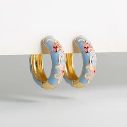 Vintage Enamel Flower Small Hoop Earrings Trendy Geometric Statement Round Circle Huggie Earring Fashion Jewelry Brincos