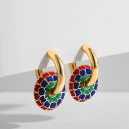 Vintage Enamel Flower Small Hoop Earrings Trendy Geometric Statement Round Circle Huggie Earring Fashion Jewelry Brincos