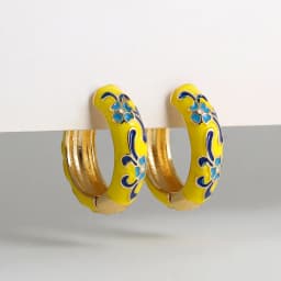 Vintage Enamel Flower Small Hoop Earrings Trendy Geometric Statement Round Circle Huggie Earring Fashion Jewelry Brincos