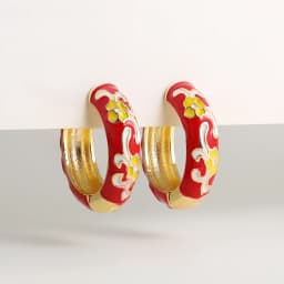 Vintage Enamel Flower Small Hoop Earrings Trendy Geometric Statement Round Circle Huggie Earring Fashion Jewelry Brincos