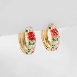 Vintage Enamel Flower Small Hoop Earrings Trendy Geometric Statement Round Circle Huggie Earring Fashion Jewelry Brincos
