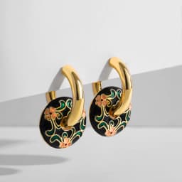 Vintage Enamel Flower Small Hoop Earrings Trendy Geometric Statement Round Circle Huggie Earring Fashion Jewelry Brincos