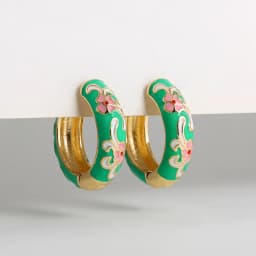 Vintage Enamel Flower Small Hoop Earrings Trendy Geometric Statement Round Circle Huggie Earring Fashion Jewelry Brincos