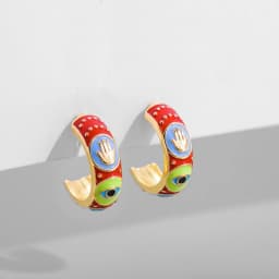 Vintage Enamel Flower Small Hoop Earrings Trendy Geometric Statement Round Circle Huggie Earring Fashion Jewelry Brincos