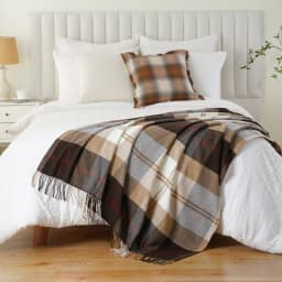 Battilo Plaid Throw Blanket for Couch Orange Lightweight Sofa Blanket Fall Blanket with Tassels Knit Throw for Home Decor