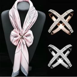 Crystal Brooches Cross Scarf Buckle For Women Hollow X Shape Scarves Buckle Brooch Fashion Jewelry Clothing Accesories