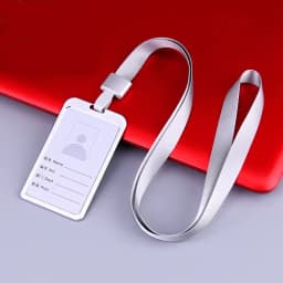 Men Women Business Bank Credit Card Holder Name ID Card Cover Work Card Holders with Lanyard Metal Work Identity Badge Case
