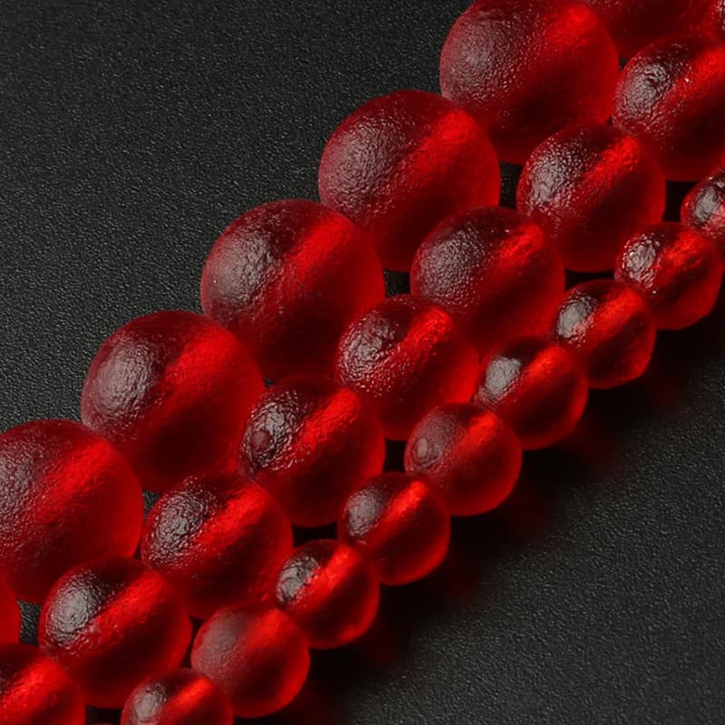 Matte Red Energy Crystal Beads Czech Meteorite Glass Round Beads for Jewelry Making DIY Charm Bracelets 15'' Healing Beads