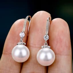 Huitan Elegant Round Imitation Pearl Dangle Earrings Dazzling CZ Women Engagement Wedding Graceful Accessories Fashion Earrings
