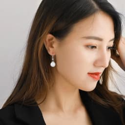 Huitan Elegant Round Imitation Pearl Dangle Earrings Dazzling CZ Women Engagement Wedding Graceful Accessories Fashion Earrings