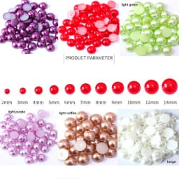 2-14mm ABS Imitation Half Round Flatback Pearl Beads Glue On Rhinestones for Nail Art Crafts DIY Decor Jewelry Findings Accessor