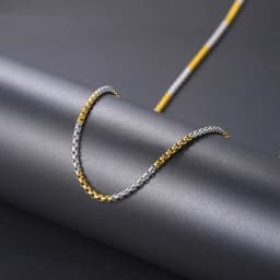 Hip Hop Necklaces For Men Women Gold Color Stainless Steel Necklace 3MM Square Pearl Chain Rapper Chain Personality Jewelry C021