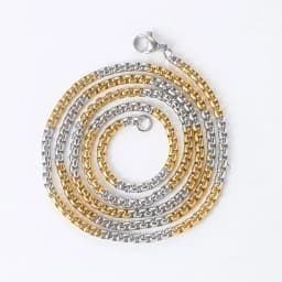 Hip Hop Necklaces For Men Women Gold Color Stainless Steel Necklace 3MM Square Pearl Chain Rapper Chain Personality Jewelry C021