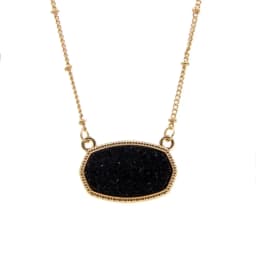Resin Oval Druzy Pendant Necklace Gold Color Chain Drusy Hexagon Style Necklaces Luxury Designer Brand Fashion Jewelry for Women