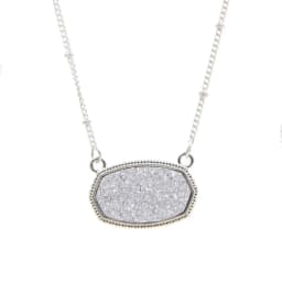 Resin Oval Druzy Pendant Necklace Gold Color Chain Drusy Hexagon Style Necklaces Luxury Designer Brand Fashion Jewelry for Women
