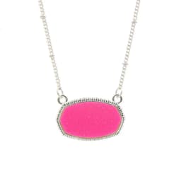 Resin Oval Druzy Pendant Necklace Gold Color Chain Drusy Hexagon Style Necklaces Luxury Designer Brand Fashion Jewelry for Women