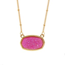 Resin Oval Druzy Pendant Necklace Gold Color Chain Drusy Hexagon Style Necklaces Luxury Designer Brand Fashion Jewelry for Women