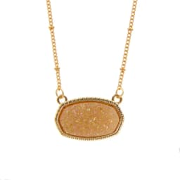 Resin Oval Druzy Pendant Necklace Gold Color Chain Drusy Hexagon Style Necklaces Luxury Designer Brand Fashion Jewelry for Women