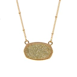 Resin Oval Druzy Pendant Necklace Gold Color Chain Drusy Hexagon Style Necklaces Luxury Designer Brand Fashion Jewelry for Women