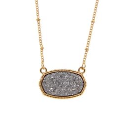 Resin Oval Druzy Pendant Necklace Gold Color Chain Drusy Hexagon Style Necklaces Luxury Designer Brand Fashion Jewelry for Women