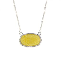 Resin Oval Druzy Pendant Necklace Gold Color Chain Drusy Hexagon Style Necklaces Luxury Designer Brand Fashion Jewelry for Women