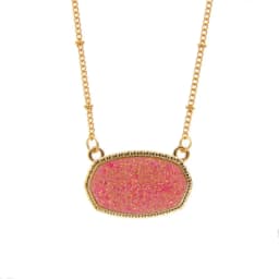 Resin Oval Druzy Pendant Necklace Gold Color Chain Drusy Hexagon Style Necklaces Luxury Designer Brand Fashion Jewelry for Women