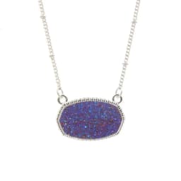 Resin Oval Druzy Pendant Necklace Gold Color Chain Drusy Hexagon Style Necklaces Luxury Designer Brand Fashion Jewelry for Women