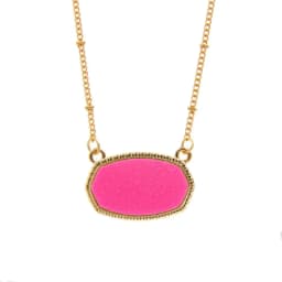 Resin Oval Druzy Pendant Necklace Gold Color Chain Drusy Hexagon Style Necklaces Luxury Designer Brand Fashion Jewelry for Women