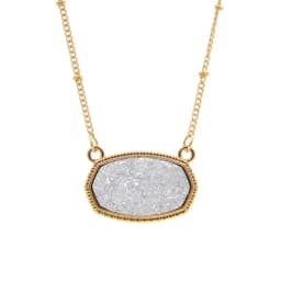 Resin Oval Druzy Pendant Necklace Gold Color Chain Drusy Hexagon Style Necklaces Luxury Designer Brand Fashion Jewelry for Women