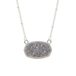Resin Oval Druzy Pendant Necklace Gold Color Chain Drusy Hexagon Style Necklaces Luxury Designer Brand Fashion Jewelry for Women