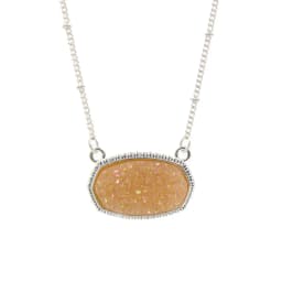 Resin Oval Druzy Pendant Necklace Gold Color Chain Drusy Hexagon Style Necklaces Luxury Designer Brand Fashion Jewelry for Women