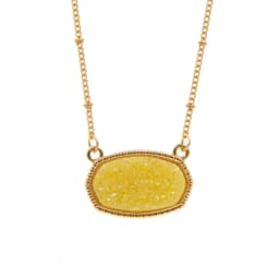 Resin Oval Druzy Pendant Necklace Gold Color Chain Drusy Hexagon Style Necklaces Luxury Designer Brand Fashion Jewelry for Women