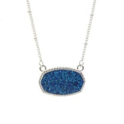 Resin Oval Druzy Pendant Necklace Gold Color Chain Drusy Hexagon Style Necklaces Luxury Designer Brand Fashion Jewelry for Women