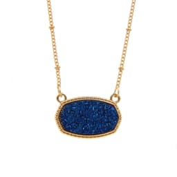 Resin Oval Druzy Pendant Necklace Gold Color Chain Drusy Hexagon Style Necklaces Luxury Designer Brand Fashion Jewelry for Women