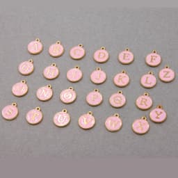 10pcs/26pcs Alphabet Letter Double Face Enamel Charms KC Gold color White Enamel  12*15mm pendants jewelry making Handmade craft