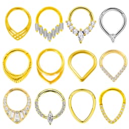 Water Drop Septum Piercing Nose Ring Clicker Cubic Zirconia Cartilage Daith Earrings Body Jewelry 316L Surgical Steel Segment
