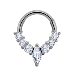 Water Drop Septum Piercing Nose Ring Clicker Cubic Zirconia Cartilage Daith Earrings Body Jewelry 316L Surgical Steel Segment