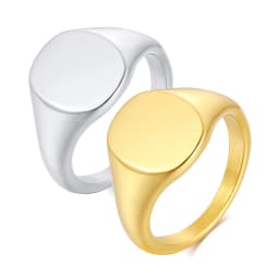 Round Top Signet Ring Womens Stainless Steel Metal Pinky Rings Minimalist Everyday Jewelry Gift