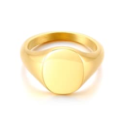 Round Top Signet Ring Womens Stainless Steel Metal Pinky Rings Minimalist Everyday Jewelry Gift