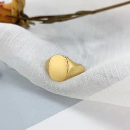 Round Top Signet Ring Womens Stainless Steel Metal Pinky Rings Minimalist Everyday Jewelry Gift