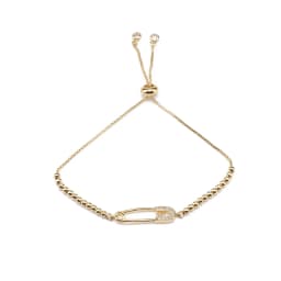 Cubic Zirconia Crystal Gold-plated Brass Safety Pin Charm Bracelet Women Red Cord Copper CZ Chain Adjustable Slide Jewelry Gift