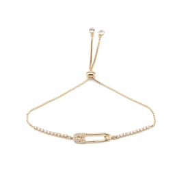 Cubic Zirconia Crystal Gold-plated Brass Safety Pin Charm Bracelet Women Red Cord Copper CZ Chain Adjustable Slide Jewelry Gift