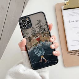 Cartoon Scenery Girl Phone Case For iphone 17 16 15 14 13 11 12 Pro Max Plus for iPhone X XR XS MAX Hard Shockproof Cover Funda