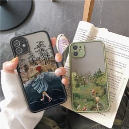 Cartoon Scenery Girl Phone Case For iphone 17 16 15 14 13 11 12 Pro Max Plus for iPhone X XR XS MAX Hard Shockproof Cover Funda